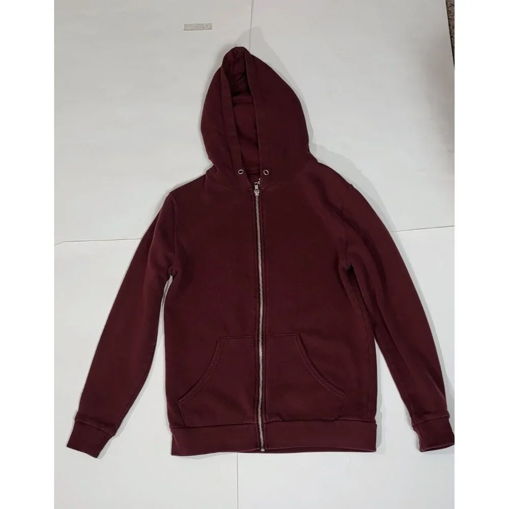 Clean Tees Fresh Maroon Zip-Up Hoodie Size Small